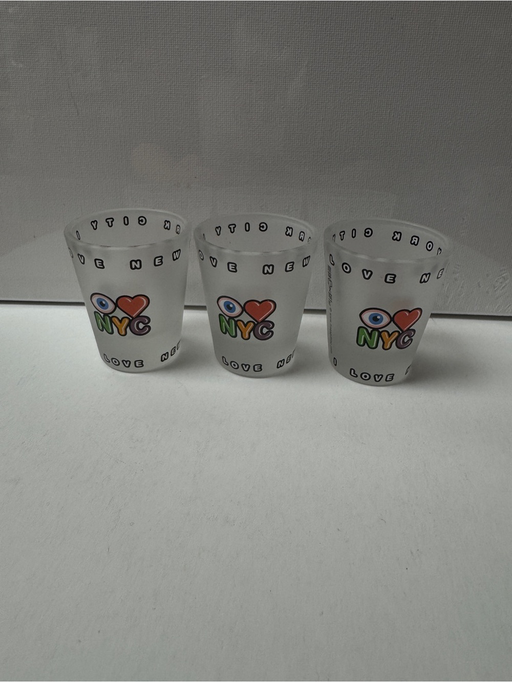 NYC Love Frosted Shot Glasses 3 pcs set-New